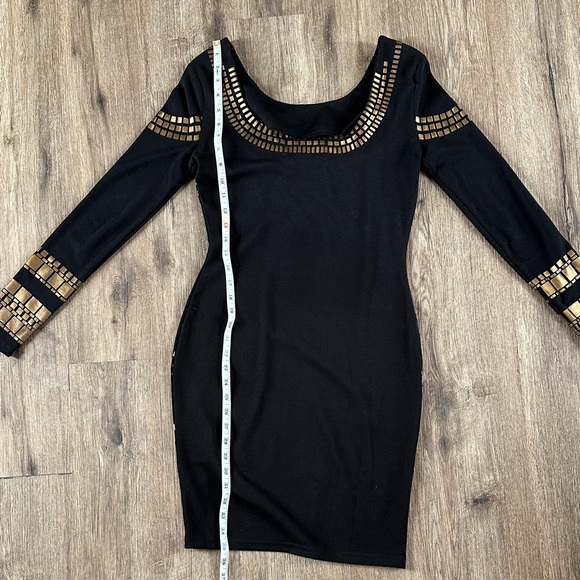 Fitted Black and Gold Women's Dress - Picture 7 of 9